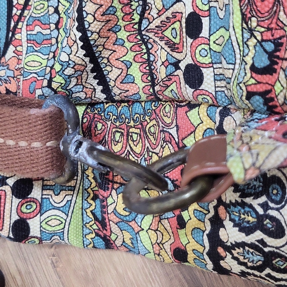 SAKROOT Blue Orange Boho Convertible Drawstrimg Backpack Elephant Tassel Key Fob - Picture 13 of 16